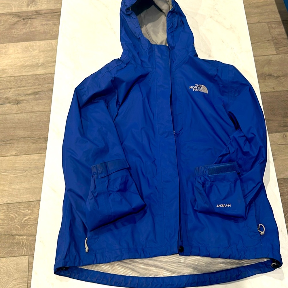 Blue north face hyvent raincoat